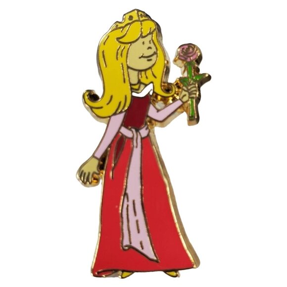 Disney Aurora Trading Pin Sleeping Beauty Gown Princess Rose Lapel Pin Brooch - Picture 1 of 5